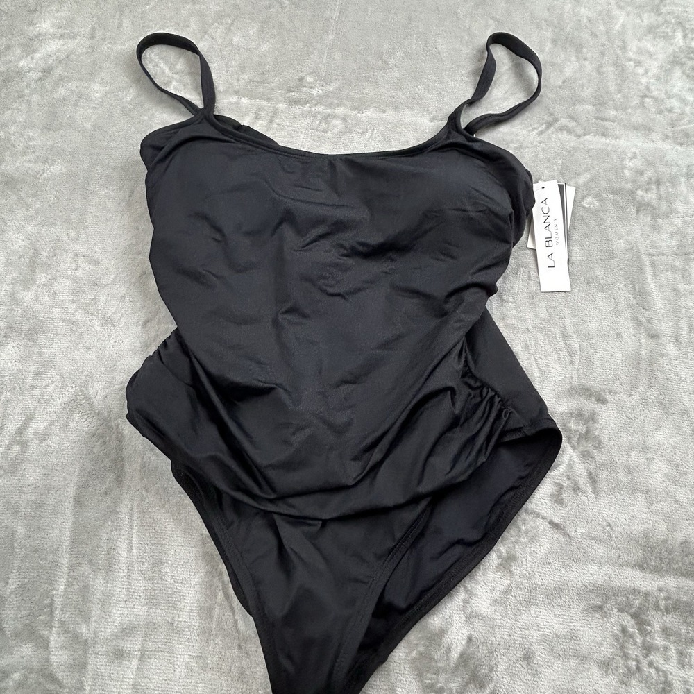 NWT La Blanca Swimsuit Womens 16W black one piece adjustable straps MSRP  $109 - Picture 3 of 12